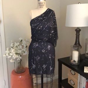 One Shoulder Navy Party Dress